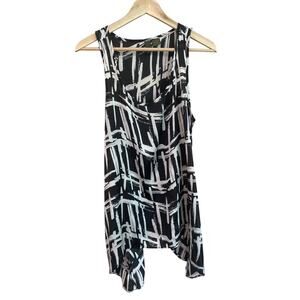 Serenade New York | Silky Asymmetrical Tank Blouse | Abstract | Black L